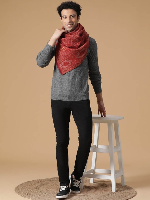 SHINGORA Men Maroon Woven Design Muffler - Image 3