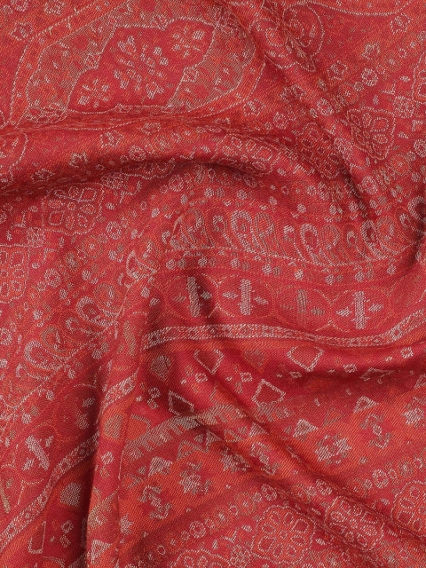 SHINGORA Men Maroon Woven Design Muffler - Image 4
