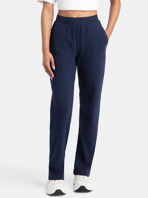 Jockey Super Combed Cotton Elastane Stretch Relaxed Fit Trackpants With Side Pockets-1302