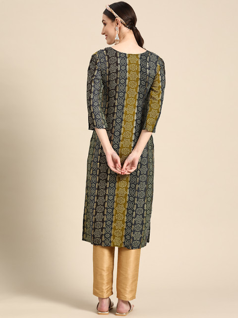 Sangria Women Blue Bandhani Embroidered Thread Work Kurta - Image 5
