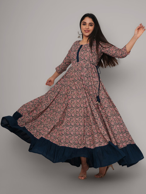 Sanganeri Kurti Ethnic Motifs Printed Anarkali Kurta - Image 5
