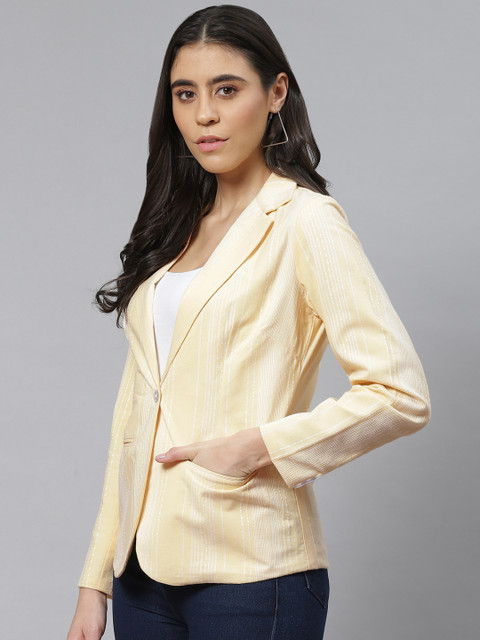 Cottinfab Yellow Striped Pure Cotton Blazer - Image 3