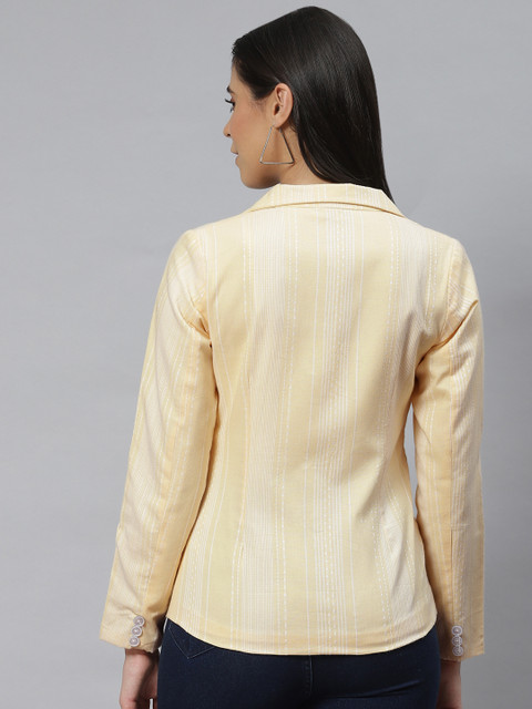 Cottinfab Yellow Striped Pure Cotton Blazer - Image 4