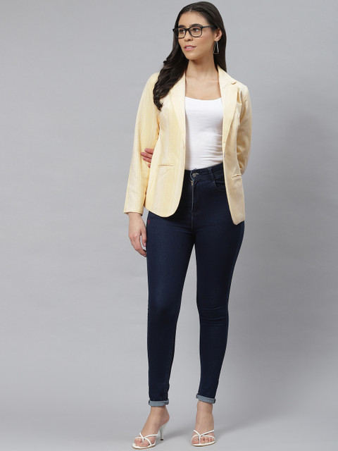 Cottinfab Yellow Striped Pure Cotton Blazer - Image 5