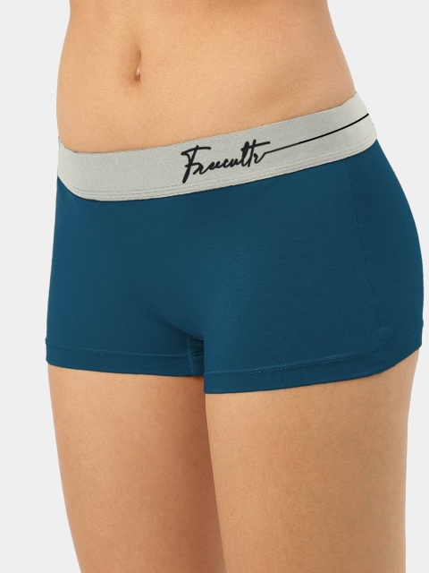FREECULTR Women Blue Solid Micromodal Boy Shorts Brief - Image 3