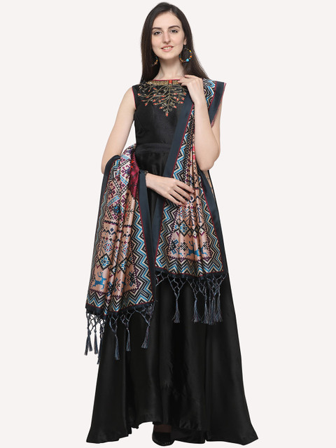 Kaizen TEXO FAB Black & Blue Ethnic Motifs Printed Dupatta - Image 5