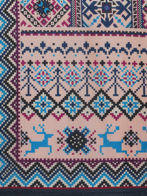 Kaizen TEXO FAB Black & Blue Ethnic Motifs Printed Dupatta - Image 2