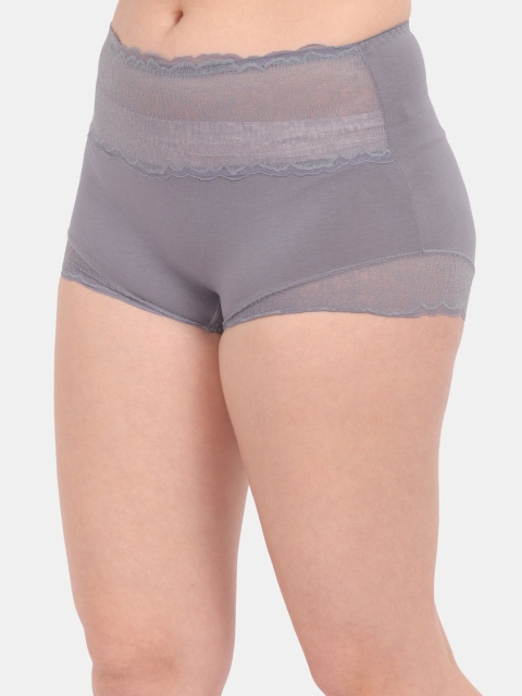 Amour Secret Women Grey Solid Lace Anti Odour Hipster Brief - Image 2