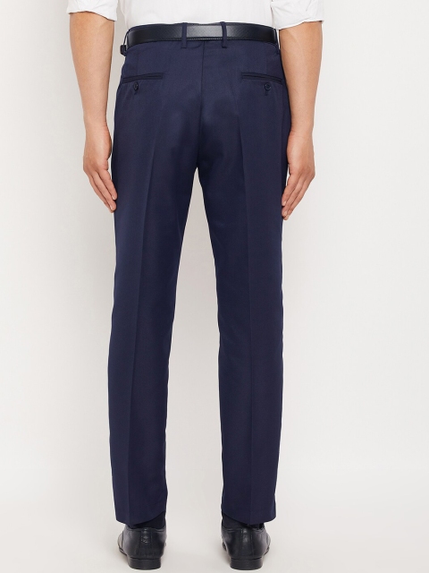 VEI SASTRE Men Navy Blue Smart Slim Fit Trousers - Image 3