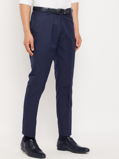 VEI SASTRE Men Navy Blue Smart Slim Fit Trousers - Image 2