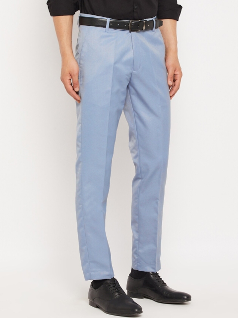 VEI SASTRE Men Blue Smart Slim Fit Trousers - Image 2