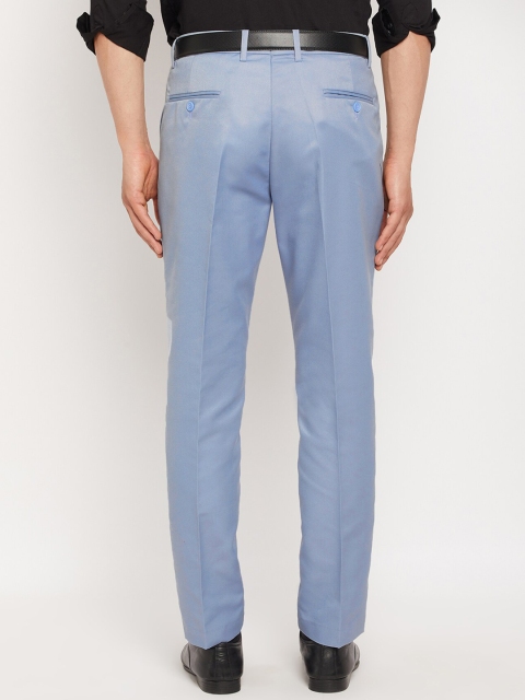 VEI SASTRE Men Blue Smart Slim Fit Trousers - Image 3