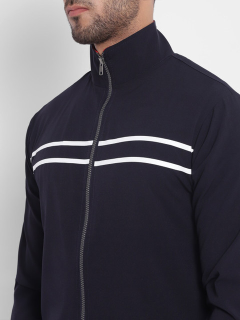 Yuuki Men Navy Blue Solid Sporty Jacket - Image 2