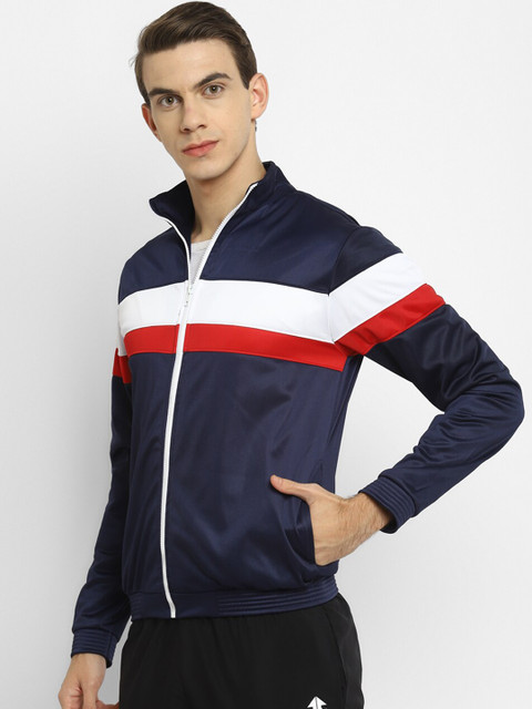 Yuuki Men Navy Blue Striped Sporty Jacket - Image 4