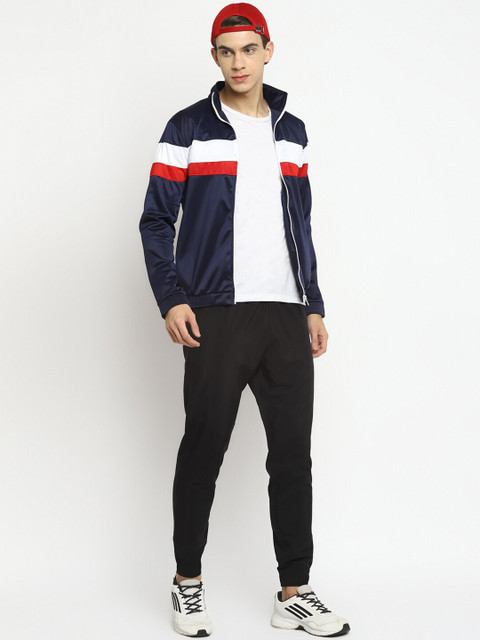Yuuki Men Navy Blue Striped Sporty Jacket - Image 5
