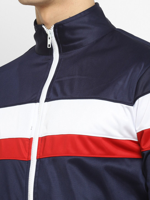 Yuuki Men Navy Blue Striped Sporty Jacket - Image 2