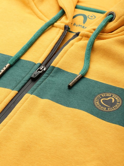 Being Human Brand Logo Printed Striped Hooded Sweatshirt - Image 2