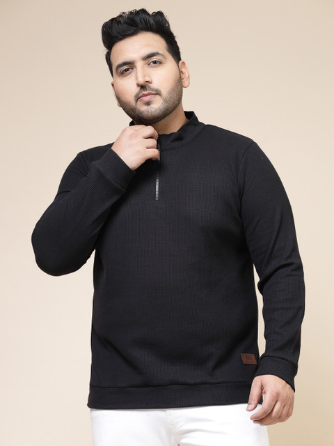 Rigo Men Black High Neck Regular Fit T-shirt