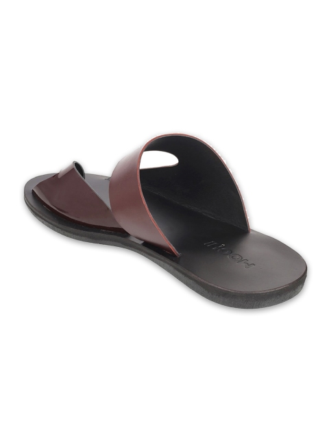 Mochi Men Maroon & Black Leather Comfort Sandals - Image 2