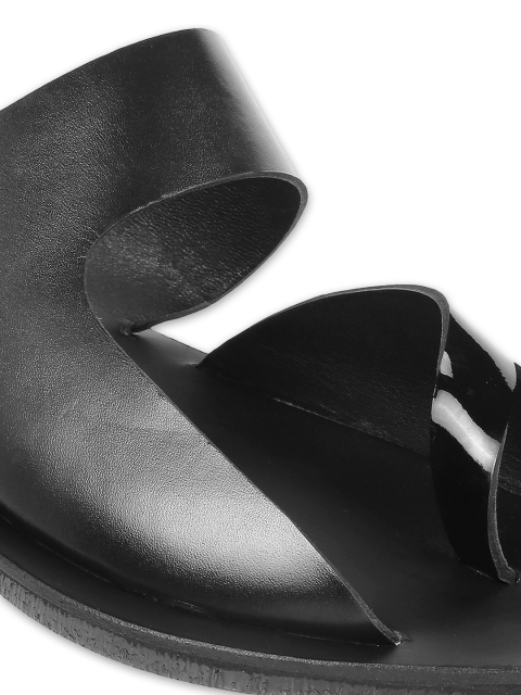 Mochi Men Black Leather Comfort Sandals - Image 5