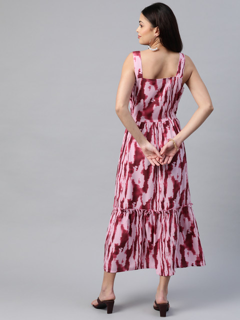 plusS Tie and Dye Tiered A-Line Midi Dress - Image 5