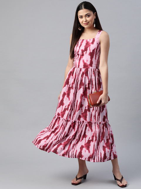 plusS Tie and Dye Tiered A-Line Midi Dress - Image 4