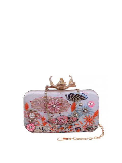 Swisni Blue & Red Embellished Purse Clutch