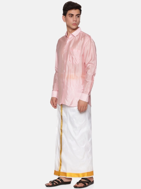 Sethukrishna Men Pink & White Clothing Set - Image 5