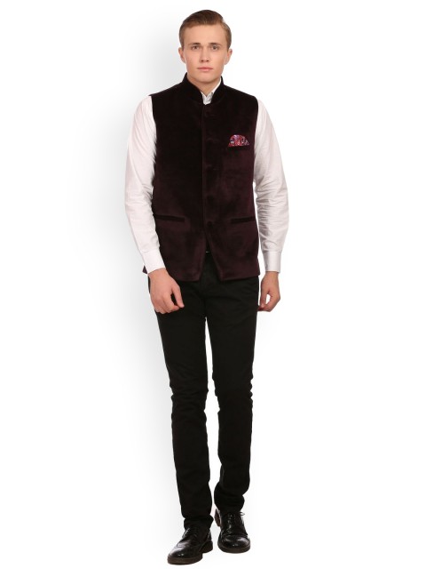 Wintage Burgundy Velvet Nehru Jacket - Image 5