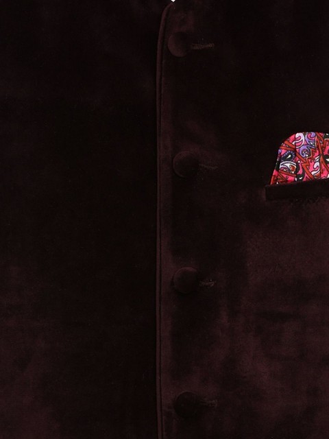 Wintage Burgundy Velvet Nehru Jacket - Image 4