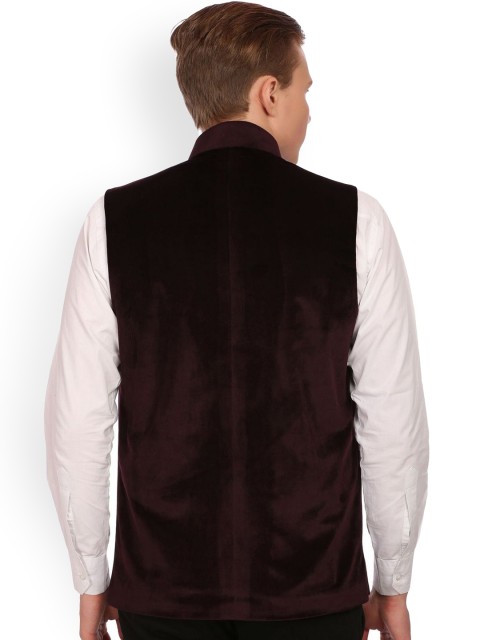 Wintage Burgundy Velvet Nehru Jacket - Image 3