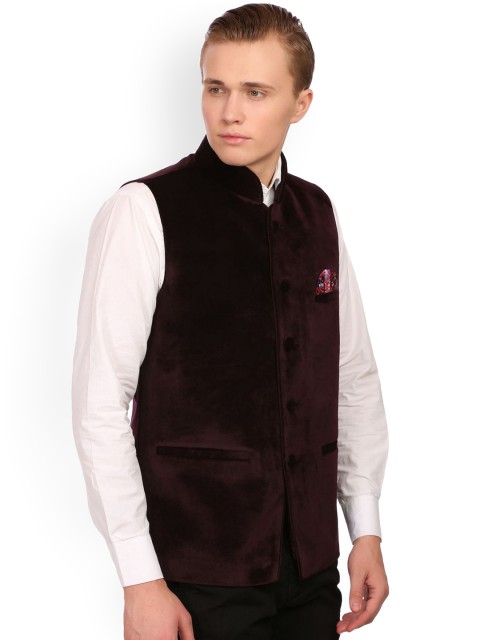 Wintage Burgundy Velvet Nehru Jacket - Image 2