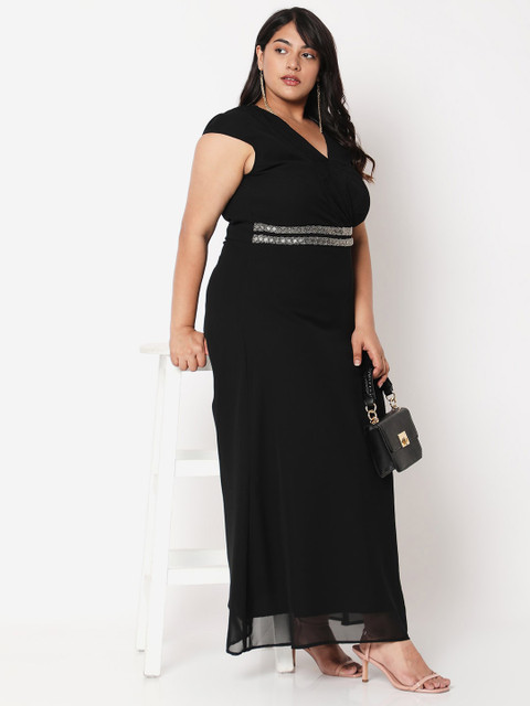 Curves by MISH Plus Size Black Embellished Maxi Dress - Image 5