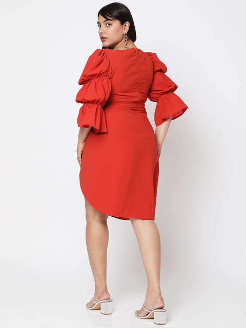 Curves by MISH Rust Plus Size Georgette Dress - Image 4