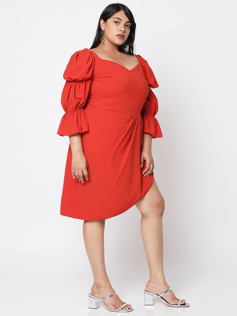 Curves by MISH Rust Plus Size Georgette Dress
