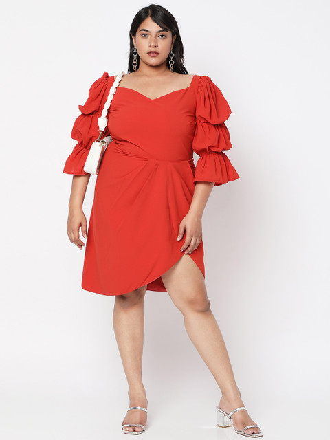 Curves by MISH Rust Plus Size Georgette Dress - Image 5
