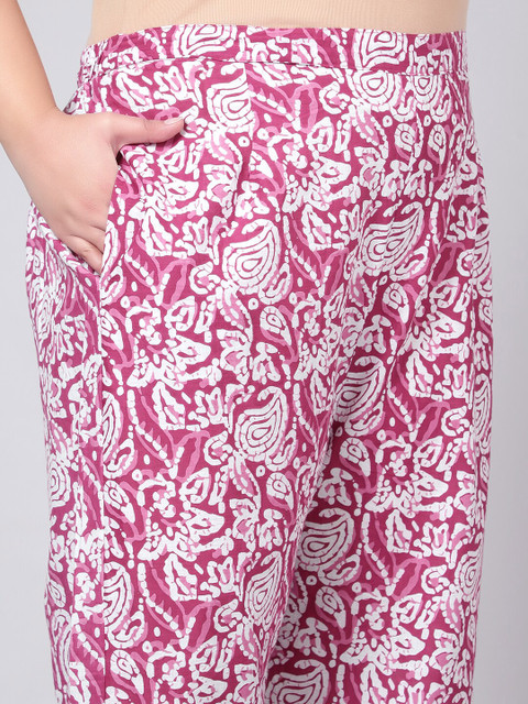 Indietoga Women Plus Size Pink Hand Block Printed Cotton Co-Ords - Image 3