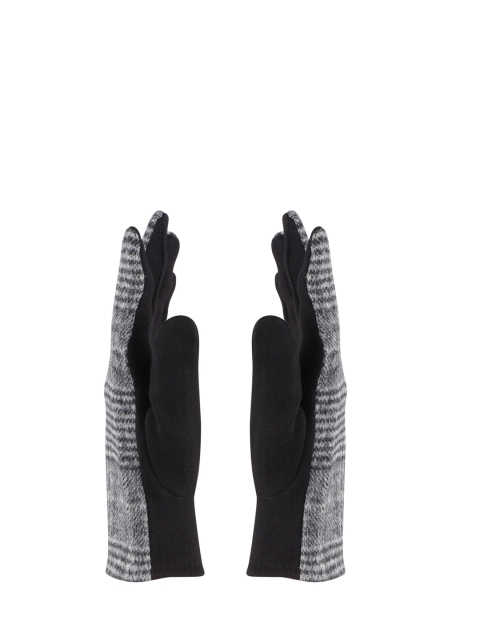 Bonjour Men Black & Grey Checked Winter Gloves - Image 3