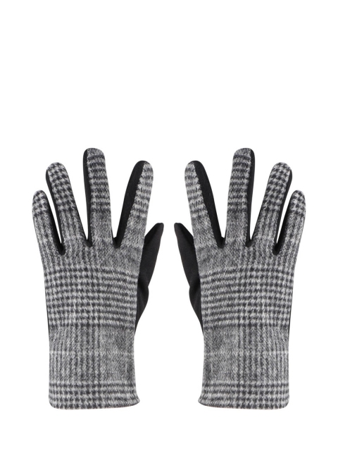 Bonjour Men Black & Grey Checked Winter Gloves - Image 2