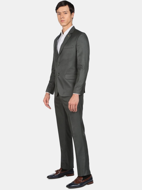 AD By Arvind Men Green Tailored-Fit Single-Breasted Two-Piece Formal Suit - Image 3
