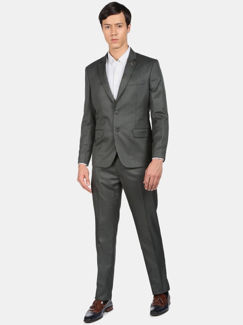 AD By Arvind Men Green Tailored-Fit Single-Breasted Two-Piece Formal Suit - Image 4