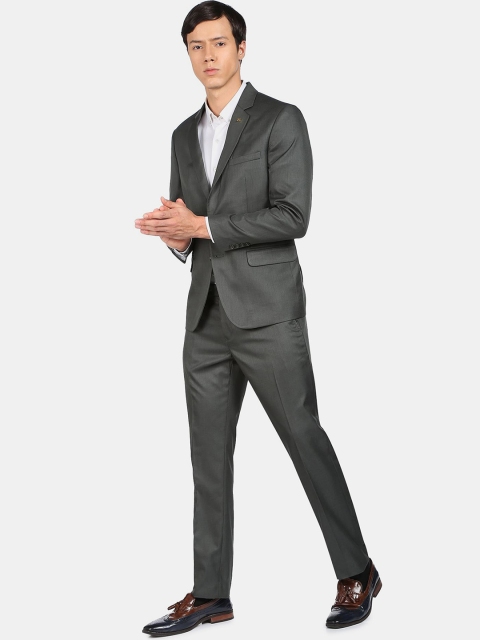 AD By Arvind Men Green Tailored-Fit Single-Breasted Two-Piece Formal Suit - Image 6