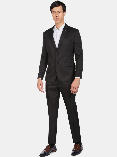 AD By Arvind Twill Men Black Single Breasted Tailored-Fit Two Piece Suit