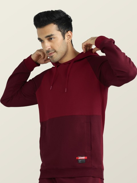 XYXX Men Maroon Hooded Cotton Sweatshirt - Image 3