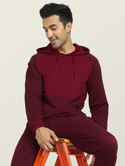 XYXX Men Maroon Hooded Cotton Sweatshirt - Image 6