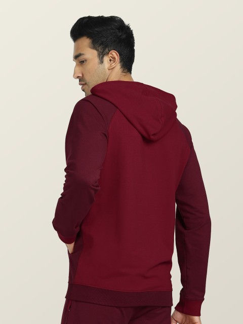 XYXX Men Maroon Hooded Cotton Sweatshirt - Image 4