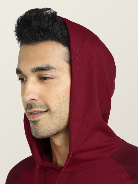 XYXX Men Maroon Hooded Cotton Sweatshirt - Image 2