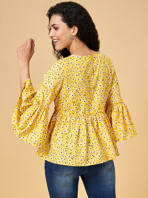 YU by Pantaloons Yellow Floral Print Top - Image 5