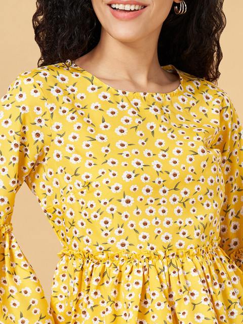 YU by Pantaloons Yellow Floral Print Top - Image 2