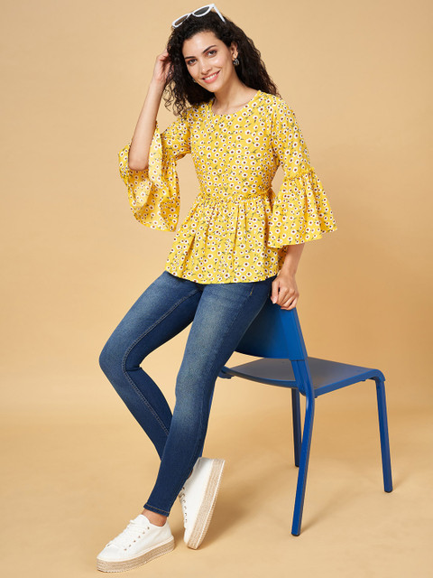 YU by Pantaloons Yellow Floral Print Top - Image 6